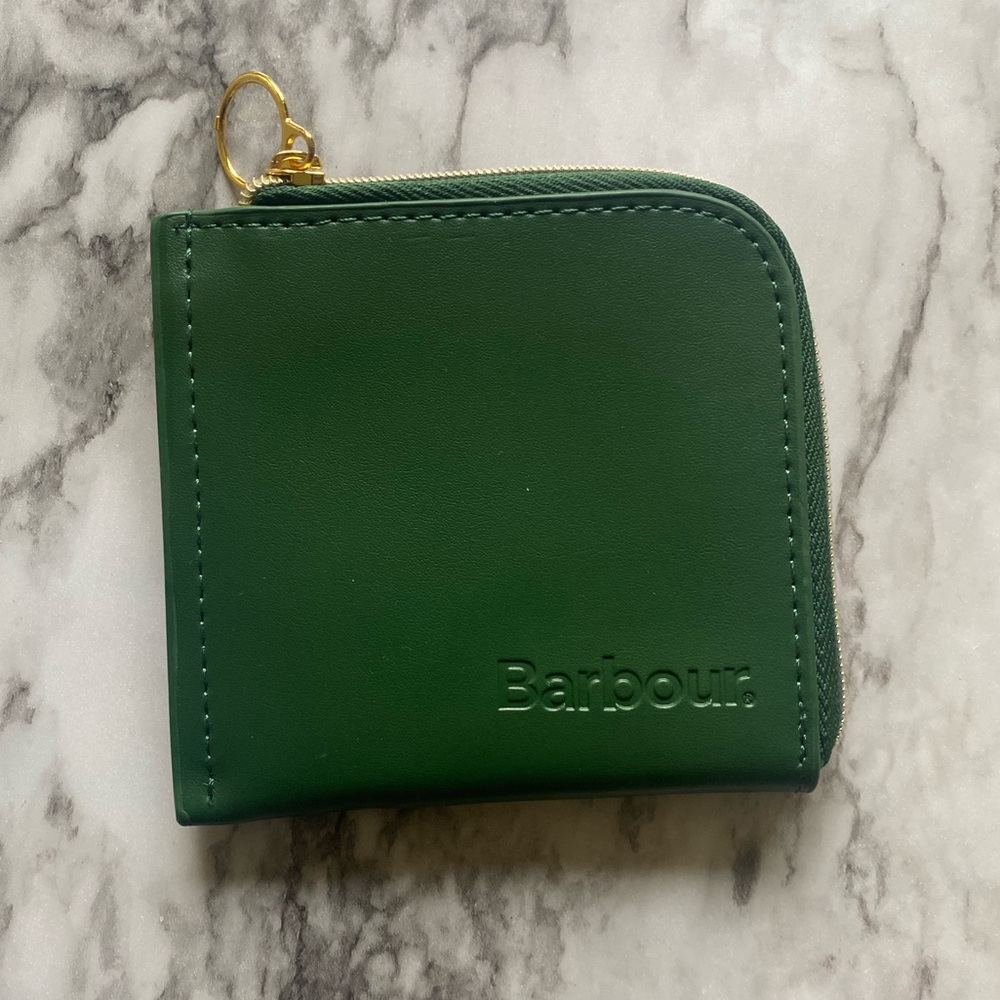 New Barbour Green Leather Wallet Coin Purse - Picture 5 of 9